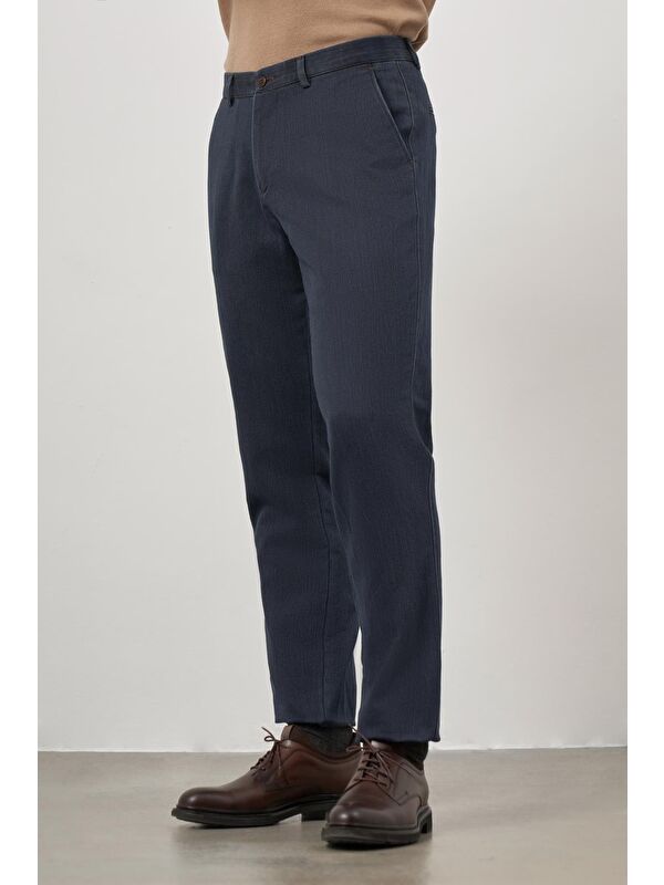İMZA Koyu Lacivert Pamuklu Yandan Cepli Casual Comfort Fit Chino Pantolon 1003245154