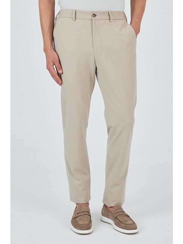 İMZA Bej Esnek Yandan Cepli Casual Slim Fit Jogger Pantolon 1003250162