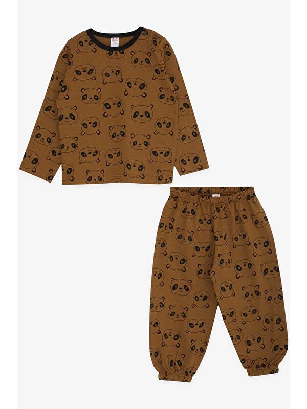 Breeze Erkek Bebek Pijama Takımı Panda Desenli Açık Kahverengi (9 Ay)