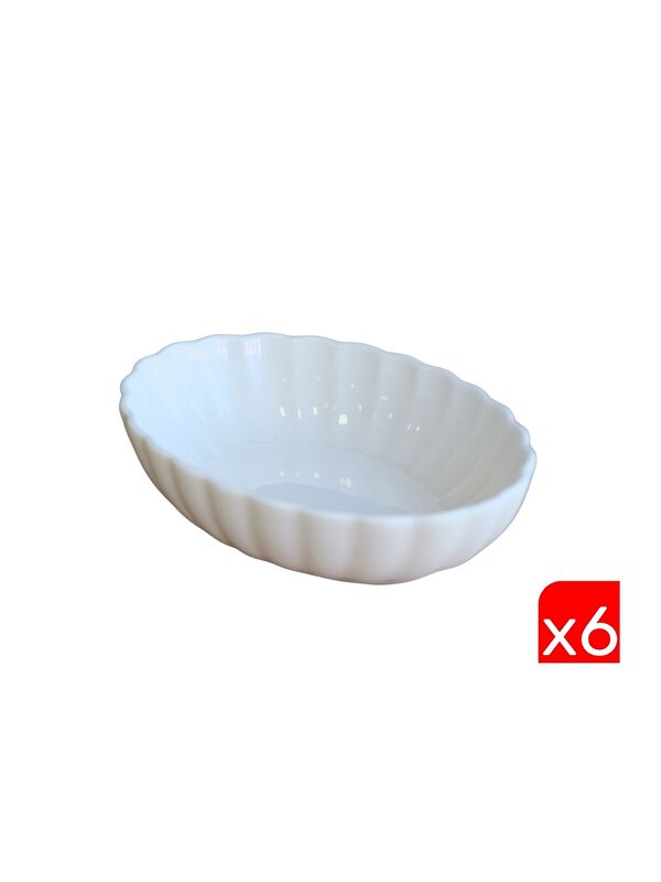 Kütahya Porselen Bone Luz Krem Oval Kayık 14,5x10x3,5cm 6 lı BNLZF15OKS00
