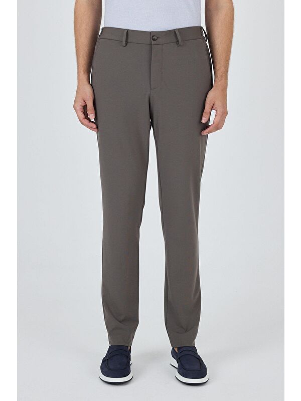 İMZA Koyu Vizon Esnek Yandan Cepli Casual Slim Fit Jogger Pantolon 1003250162
