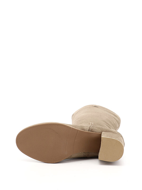 Kadın VİZON Yuvarlak Burun Fermuarlı Kalın Topuklu Çizme - Görsel 5