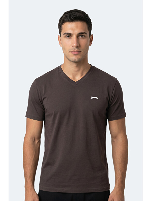 SLAZENGER RIVALDO IN Erkek V Yaka Koyu Kahve Tişört