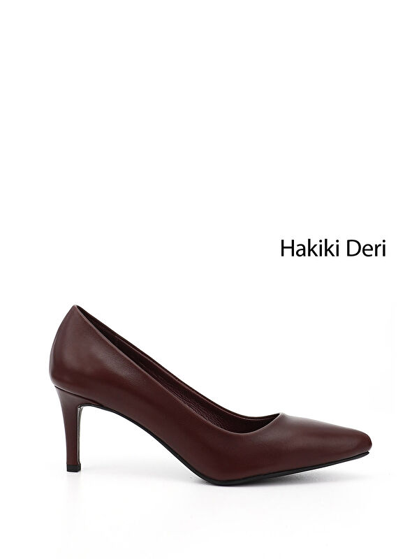 Kadın BORDO Sivri Burun İnce Topuklu Hakiki Deri Stiletto - Görsel 2