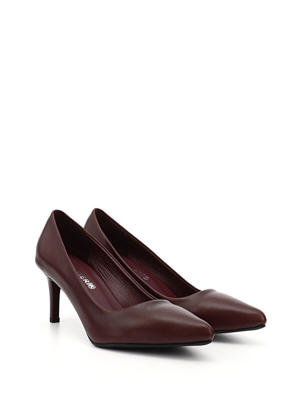 Kadın BORDO Sivri Burun İnce Topuklu Hakiki Deri Stiletto - Görsel 3