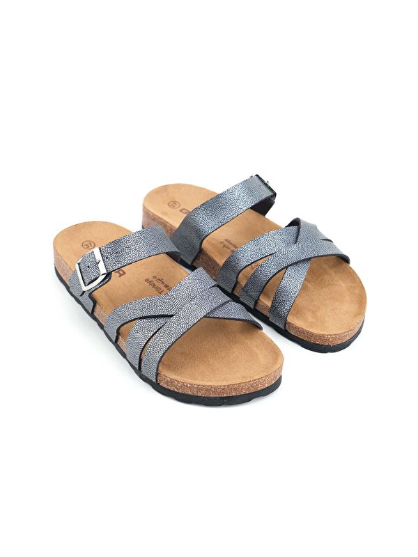 Kadın Yazlık Suni Deri Tek Toka Ayarlanabilir Mantar Taban Günlük Terlik - Görsel 4