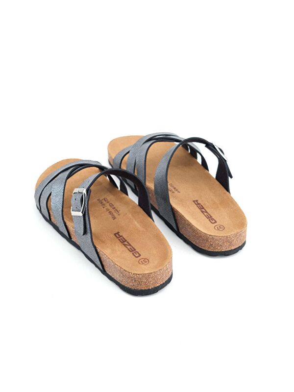 Kadın Yazlık Suni Deri Tek Toka Ayarlanabilir Mantar Taban Günlük Terlik - Görsel 5