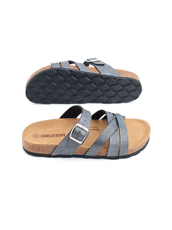 Kadın Yazlık Suni Deri Tek Toka Ayarlanabilir Mantar Taban Günlük Terlik - Görsel 6