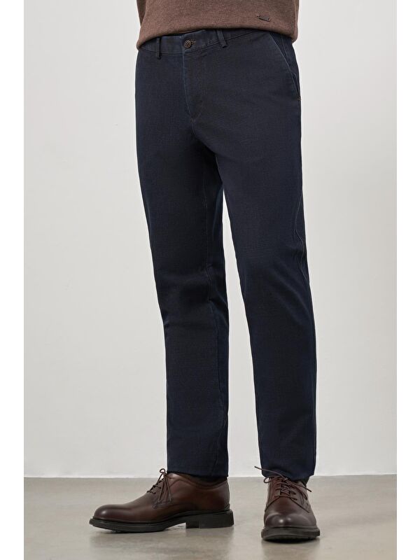 İMZA Koyu Lacivert Pamuklu Yandan Cepli Casual Comfort Fit Chino Pantolon 1003245156