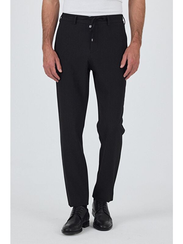İMZA Siyah Esnek Yandan Cepli Casual Comfort Fit Jogger Pantolon 1003250117