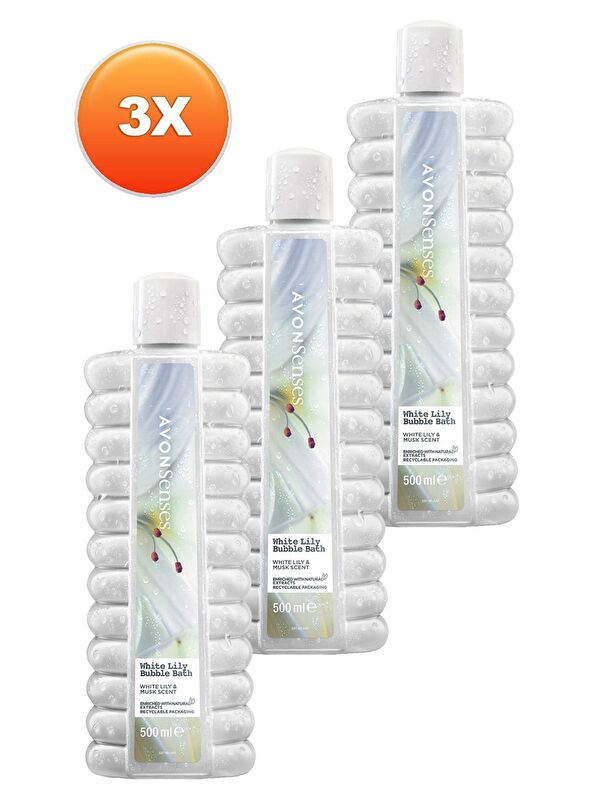 AVON White Lily Zambak Banyo Köpüğü 500 Ml. Üçlü Set