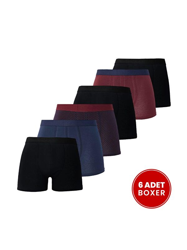 TUDORS Erkek 6'Lı Pamuklu Elastanlı Esnek Kumaş Premium Seri Boxer