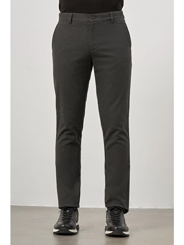 İMZA Koyu Antrasit Esnek Yandan Cepli Casual Slim Fit Chino Pantolon 1003245108