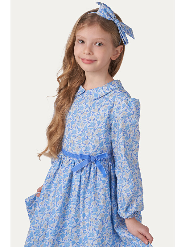 Panço Liberty Kumaş Kız Çocuk Çiçek Desenli Elbise