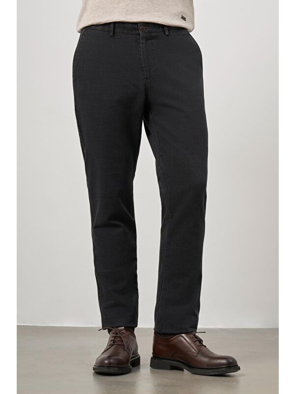 İMZA Koyu Antrasit Pamuklu Yandan Cepli Casual Comfort Fit Chino Pantolon 1003245155