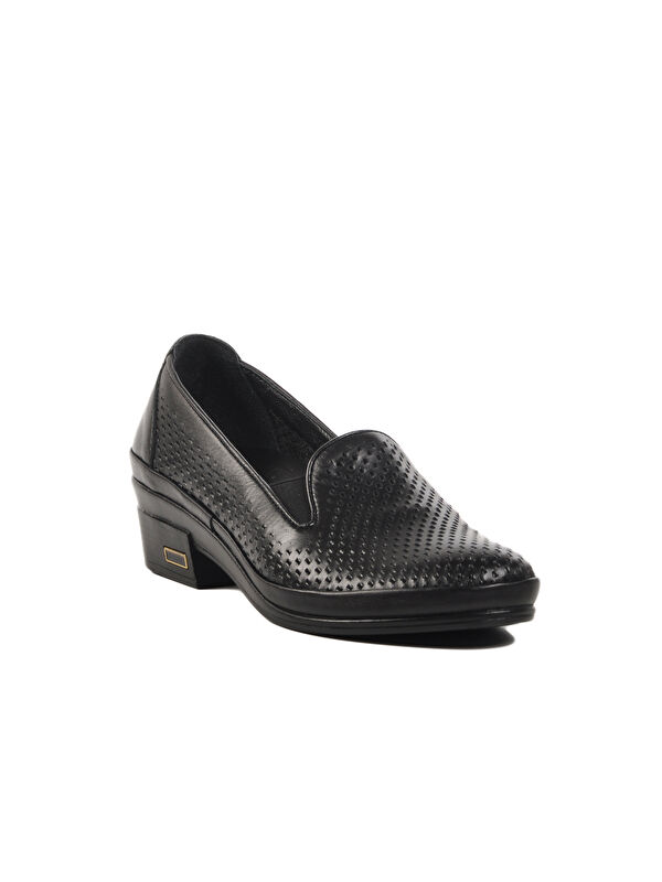 Siyah Hakiki Deri Kadın Klasik Ayakkabı Z230 Z - Görsel 4