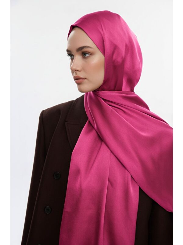 Mizalle & YAQA Özel Saten Dokulu Pembe Şal