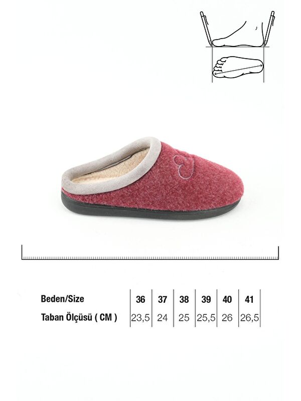 Gezer Bordo Gezer Kışlık Ev Kadın Bahçe Terlik
