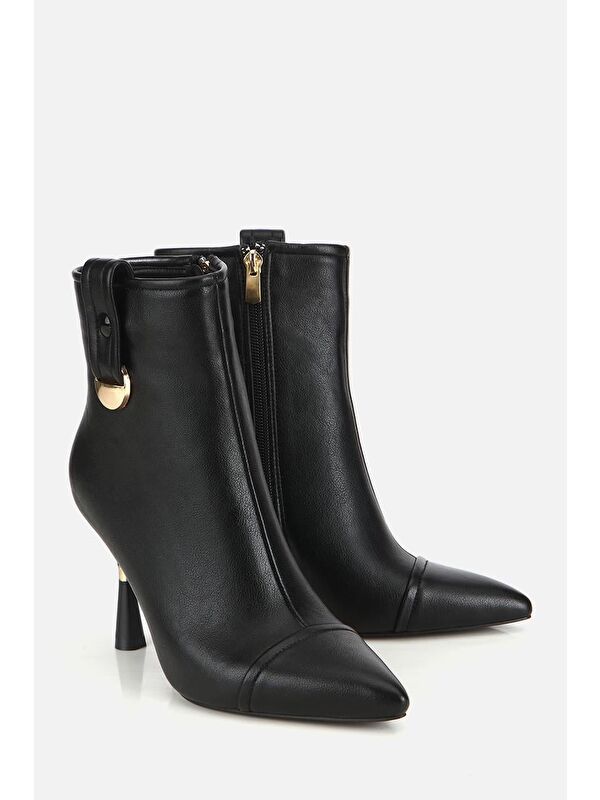 Yaya By Hotiç Bordo Yaya By Hotiç Yaya By Kadın Dikiş Detaylı Gold Detaylı Tokalı İnce Topuklu Bot