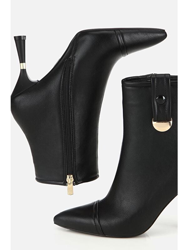 Yaya By Hotiç Bordo Yaya By Hotiç Yaya By Kadın Dikiş Detaylı Gold Detaylı Tokalı İnce Topuklu Bot