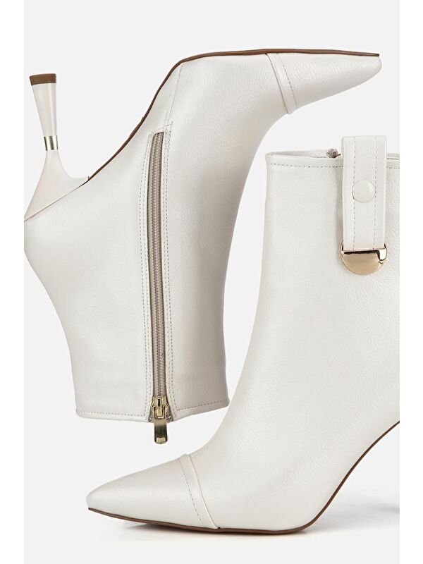 Yaya By Hotiç Bordo Yaya By Hotiç Yaya By Kadın Dikiş Detaylı Gold Detaylı Tokalı İnce Topuklu Bot