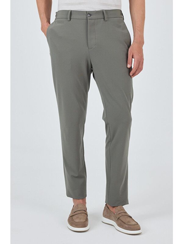 İMZA Koyu Yeşil Esnek Yandan Cepli Casual Slim Fit Jogger Pantolon 1003250162
