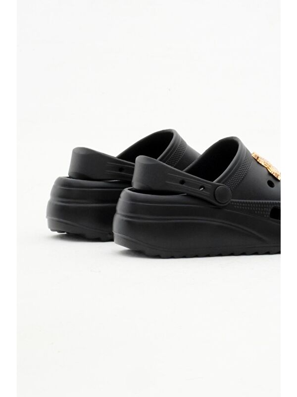 Kız Çocuk Siyah Önü Aksesuarlı Yüksek Taban Eva Sandalet - Görsel 6