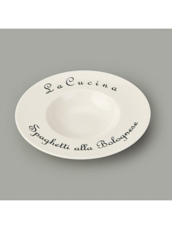 Evidea Kitchen La Luciana Porselen Makarna Tabağı - Siyah / Krem - 26 cm