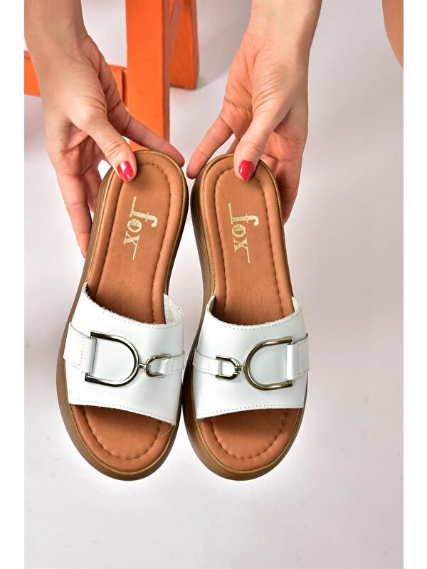 P291049403 Beyaz Kadın Terlik - Görsel 3