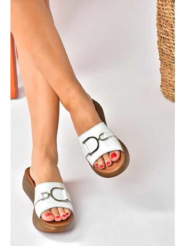 P291049403 Beyaz Kadın Terlik - Görsel 4