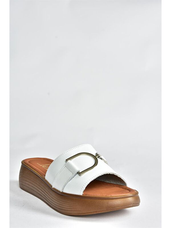 P291049403 Beyaz Kadın Terlik - Görsel 6