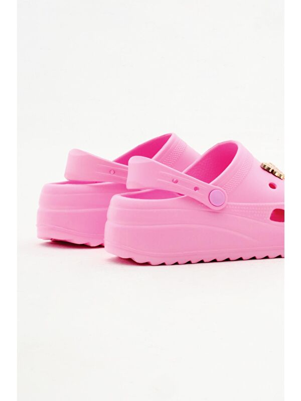 Kadın Fuşya Önü Aksesuarlı Yüksek Taban Eva Sandalet - Görsel 6