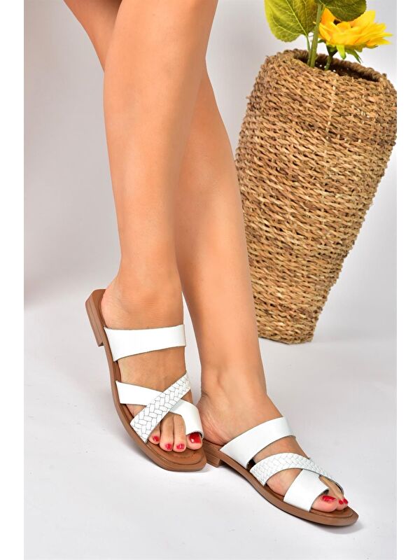 P291039603 Beyaz Kadın Terlik - Görsel 2