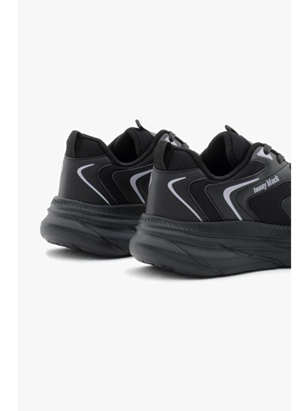 Unisex Siyah Nefes Alabilen Kumaş Faylon Taban Bağcıklı Spor Ayakkabı - Görsel 6