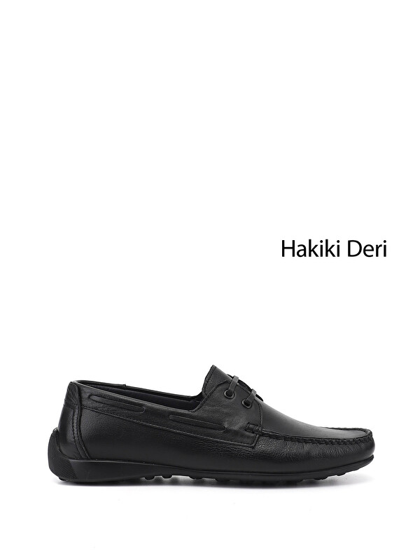 GÖNDERİ(R) Erkek SİYAH Rok Hakiki Deri Bağcıklı Ayakkabı