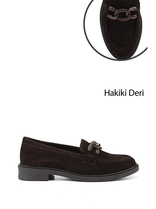 GÖNDERİ(R) Kadın KOYU KAHVE Tokalı Hakiki Deri Loafer Ayakkabı
