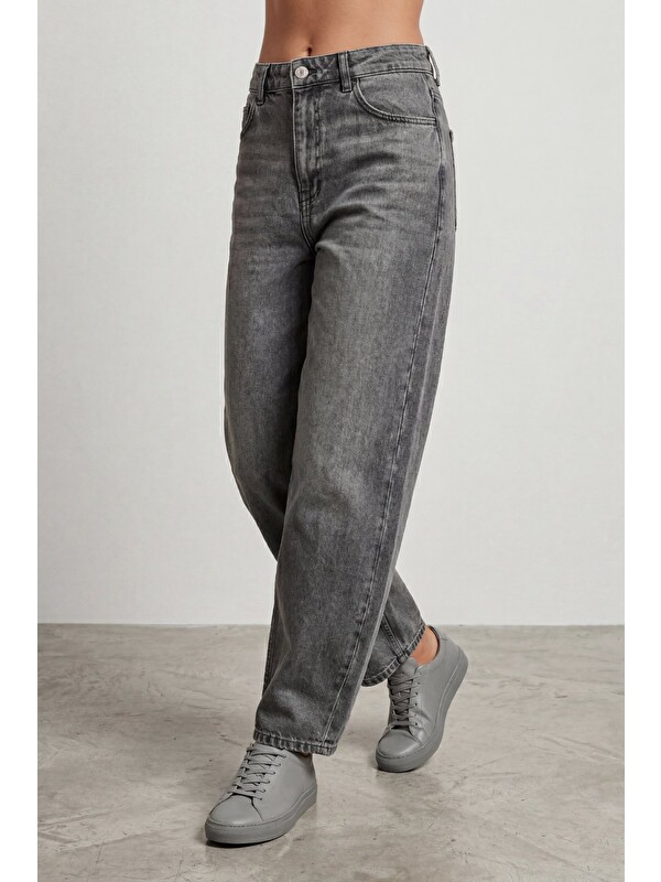 Lavix Kadın Comfort Baggy Jean Pantolon Yüksek Bel Bol Kesim Rahat Denim