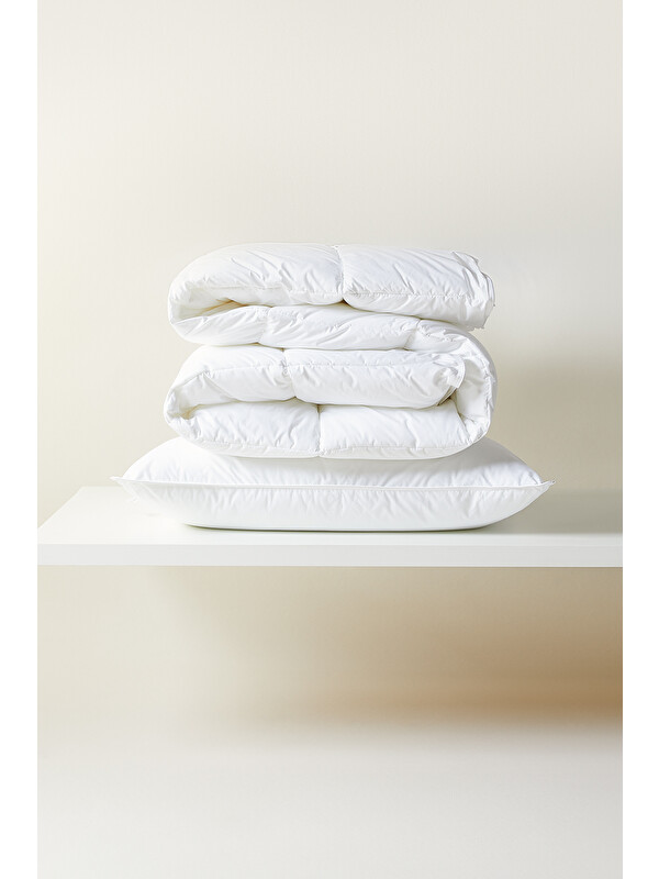 Ocean Home Textile %100 Pamuk Kumaş Kaz Tüyü Konforunda Saten Biyeli Mikorjel Tek Kişilik Yastık Yorgan Seti 1 Adet 155