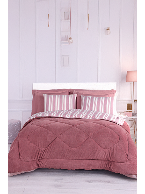 UPSTYLE Wellsoft Yorgan Çift Kişilik Soft Line Bordo