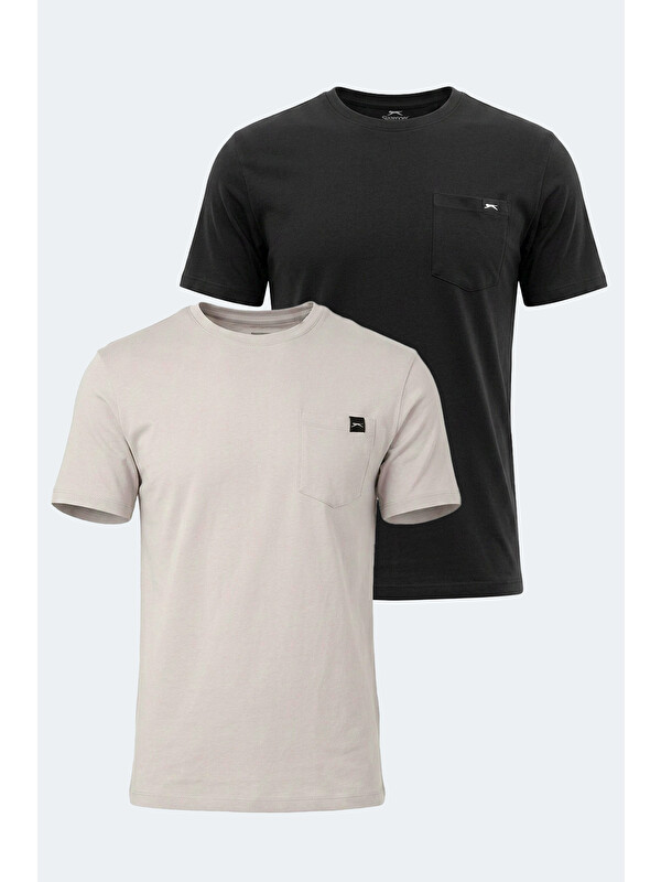 SLAZENGER VESELA 2 Lİ SET Erkek Siyah -Taş Gri Tişört