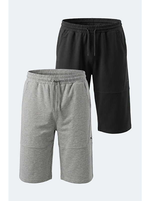 SLAZENGER NOCTURA 2 Lİ SET Erkek Siyah - Gri Şort