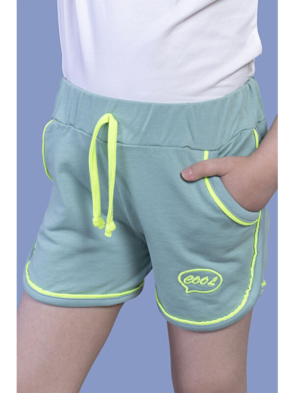 Toontoykids Kız Çocuk Beli Lastikli İki Yanı Cepli Nakışlı Şort