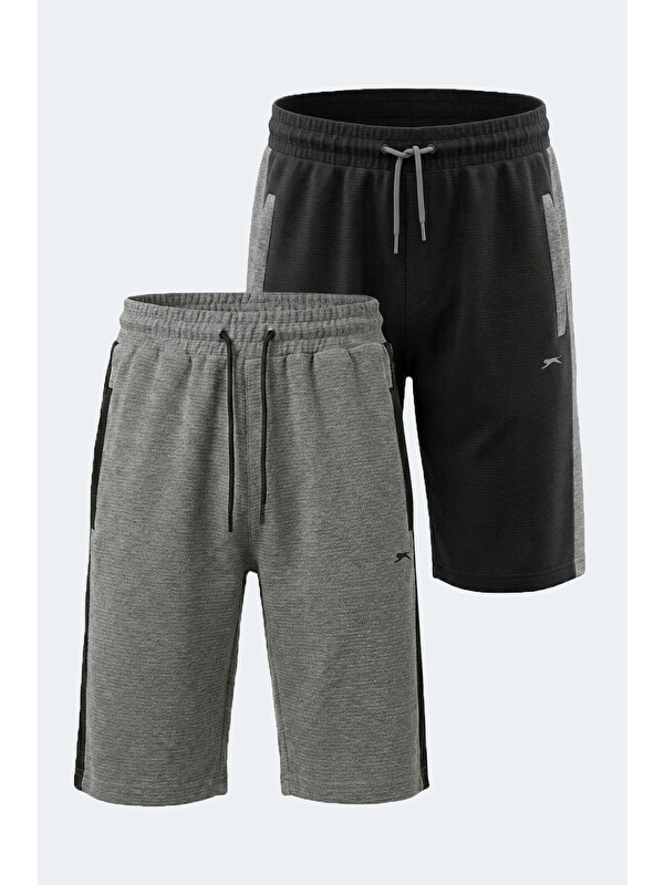 SLAZENGER NANDO 2 Lİ SET Erkek Siyah - Koyu Gri Şort
