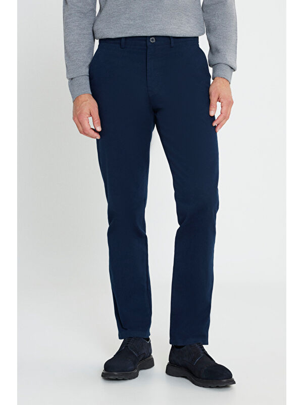 Altınyıldız Classics Erkek Lacivert %100 Pamuk Comfort Fit Rahat Kesim Yan Cepli Pantolon