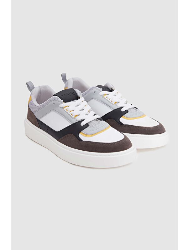 Twn Beyaz Kalın Beyaz Tabanlı Bağcıklı Sneaker Ayakkabi - Görsel 2