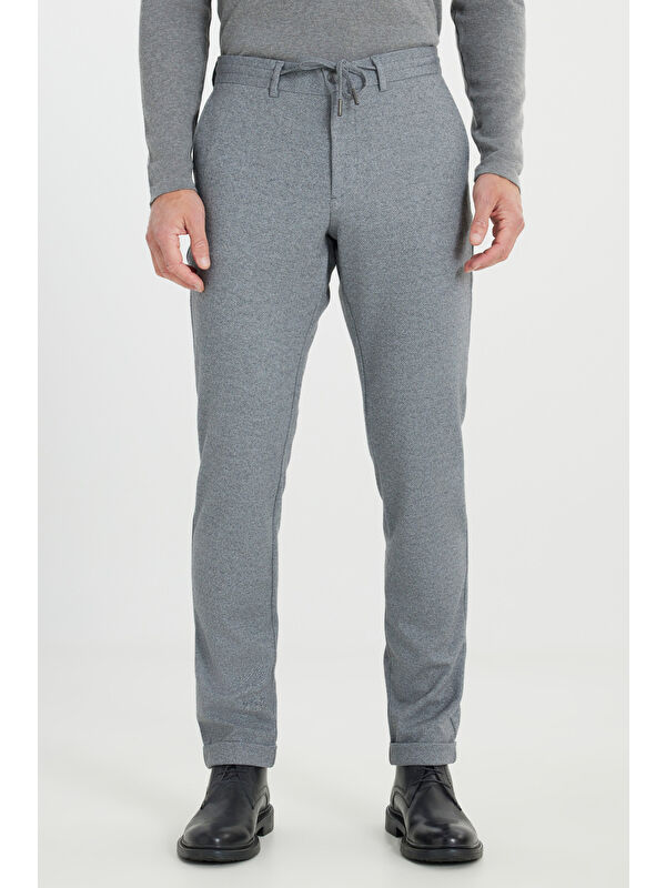 Altınyıldız Classics Erkek Gri Relax Fit Rahat Kesim Beli Bağlamalı Esnek Takım Elbise Pantolonu