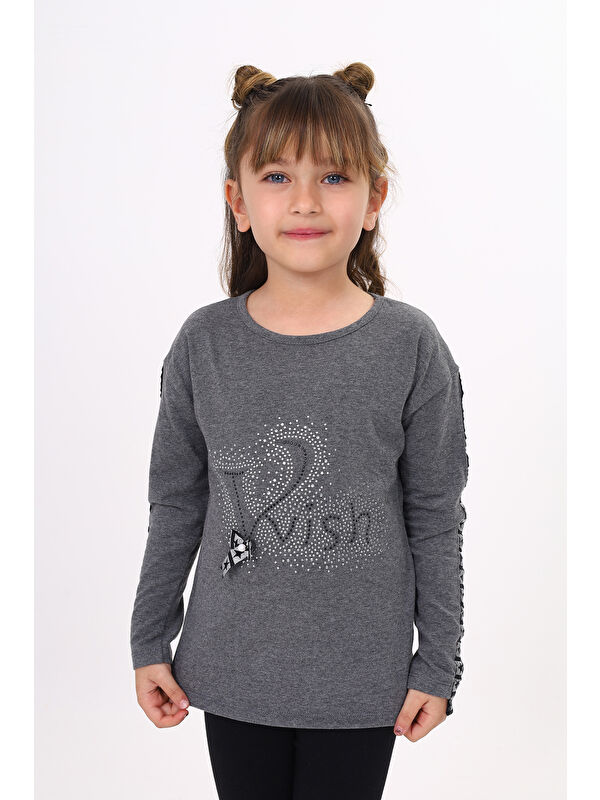 Toontoykids Kız Çocuk Taş İşlemeli Şerit Detaylı Tişört