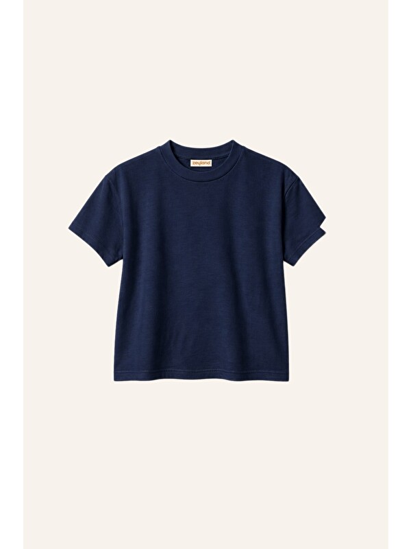 ZEYLAND Kız Erkek Çocuk Oversize T-Shirt  - Lacivert
