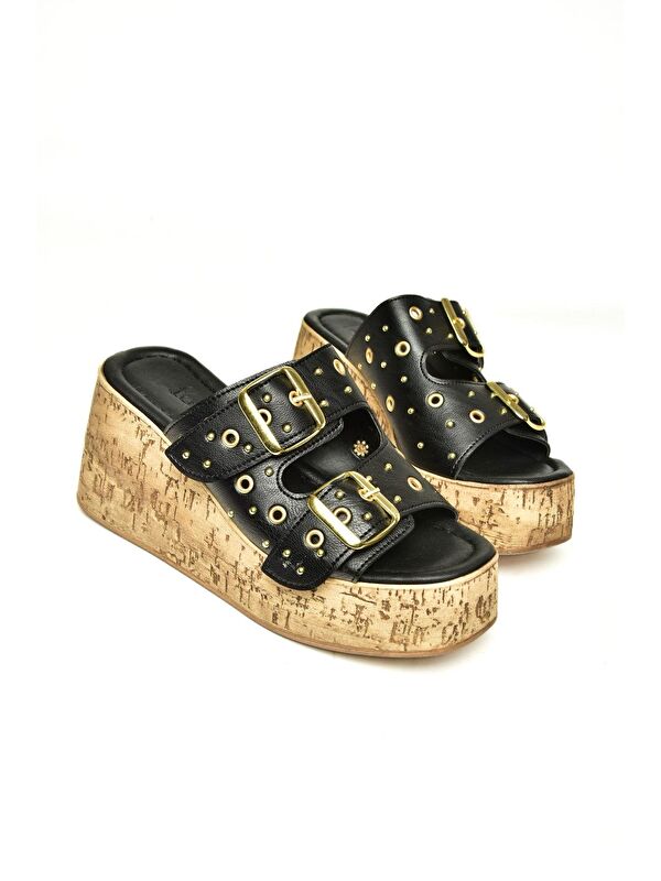 U9967535 Siyah Kadın Dolgu Topuklu Ayakkabı - Görsel 7