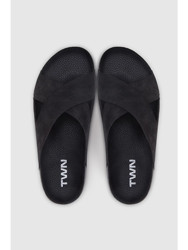 Twn Siyah Çapraz Bant Terlik - Görsel 3